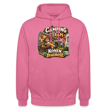 CityShirts - Hoodie - Camping er min terapi – Konen er min diagnose - CS032 - pink