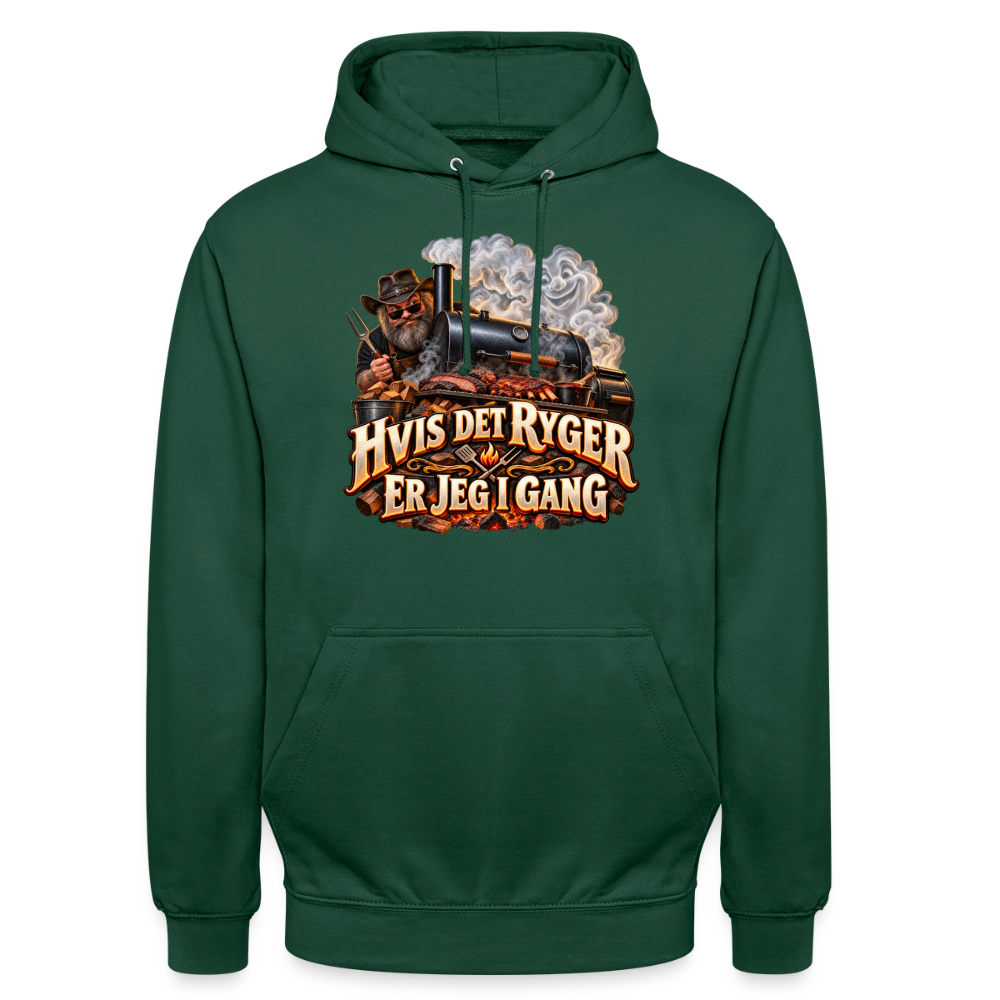 CityShirts - Hoodie - Hvis det ryger, er jeg i gang - CS051 - flaskegrøn
