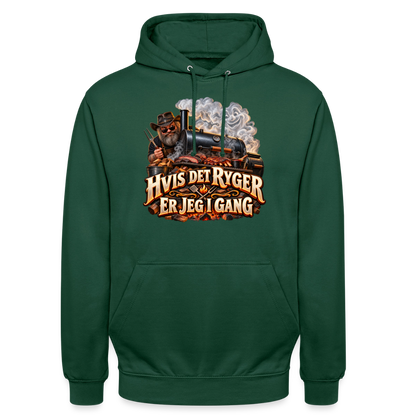 CityShirts - Hoodie - Hvis det ryger, er jeg i gang - CS051 - flaskegrøn