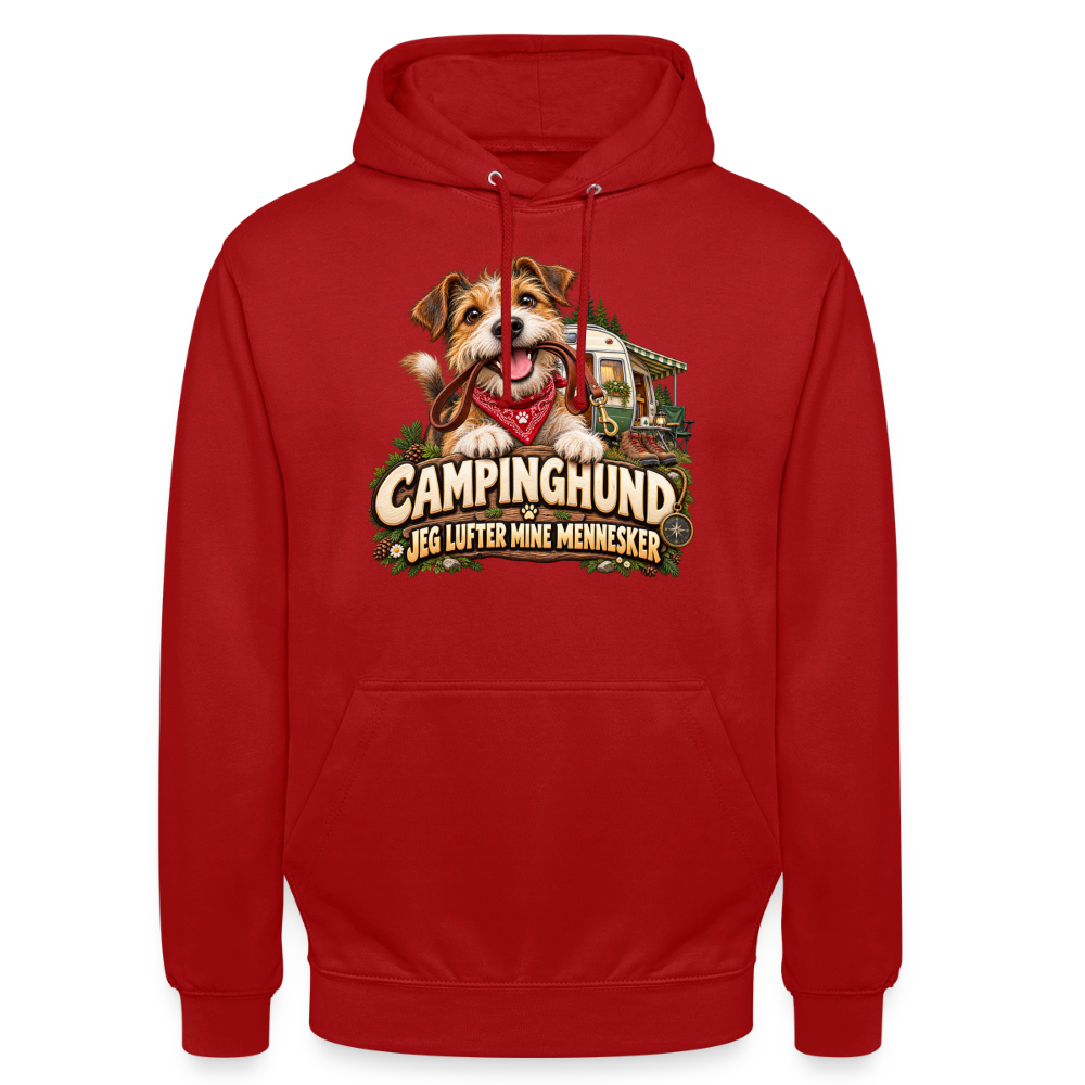CityShirts - Hoodie - Campinghund – Jeg lufter mine mennesker - CS041 - rød