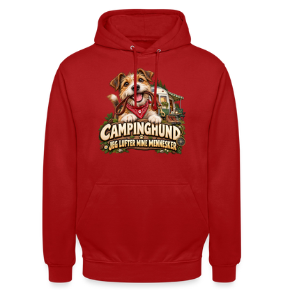 CityShirts - Hoodie - Campinghund – Jeg lufter mine mennesker - CS041 - rød