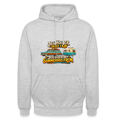 CityShirts - Hoodie - Jeg holder ikke i kø – Jeg viser mit sommerhus frem - CS034 - lysegrå meleret