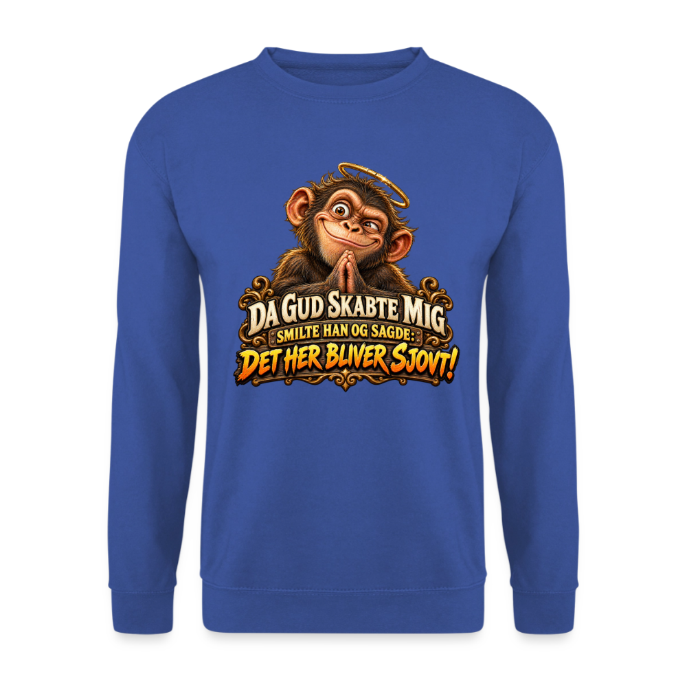 CityShirts - Sweatshirt - Da Gud skabte mig – Det her bliver sjovt! - CS004 - kongeblå