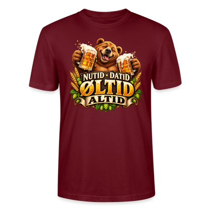 CityShirts - T-shirt - Nutid, datid, øltid – altid - CS006 - burgunder-rød