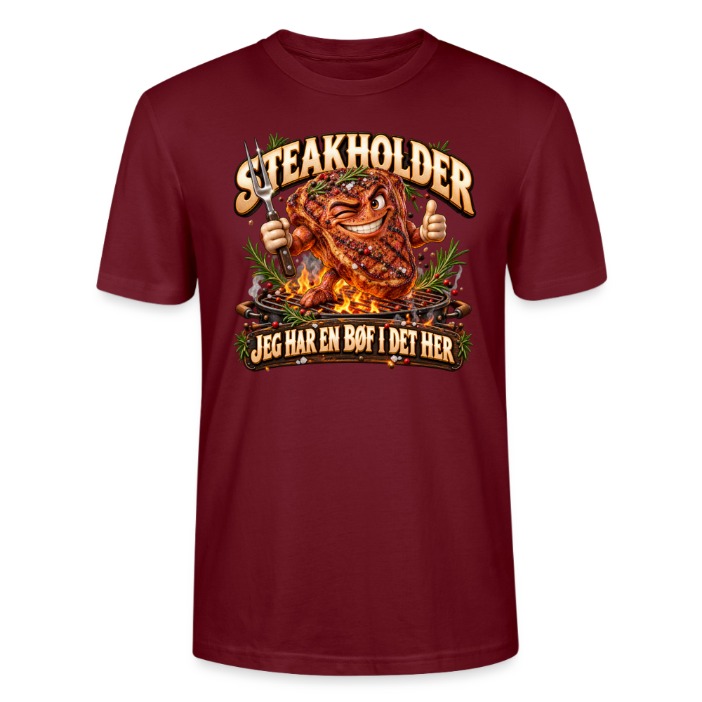 CityShirts - T-shirt - Steakholder – Jeg har en bøf i det her - CS052 - burgunder-rød