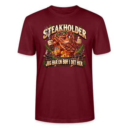 CityShirts - T-shirt - Steakholder – Jeg har en bøf i det her - CS052 - burgunder-rød
