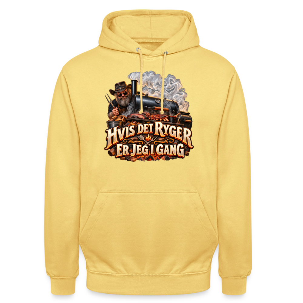 CityShirts - Hoodie - Hvis det ryger, er jeg i gang - CS051 - citrongul