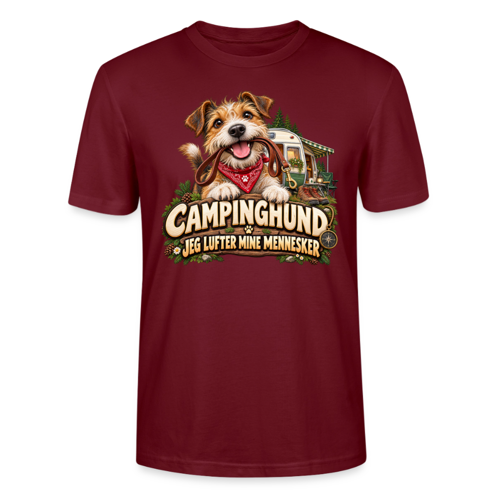 CityShirts - T-shirt - Campinghund – Jeg lufter mine mennesker - CS041 - burgunder-rød