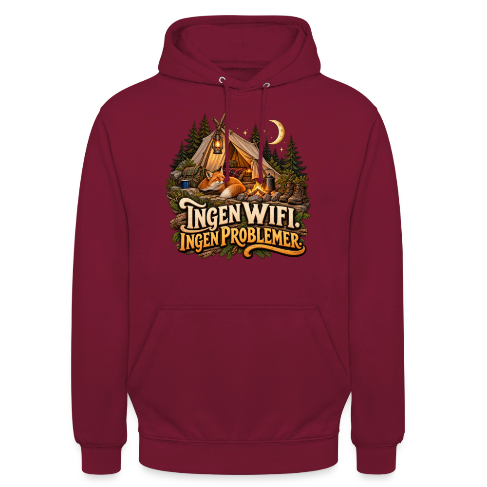 CityShirts - Hoodie - Ingen WiFi. Ingen problemer. - CS036 - bordeaux