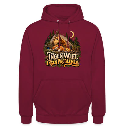 CityShirts - Hoodie - Ingen WiFi. Ingen problemer. - CS036 - bordeaux