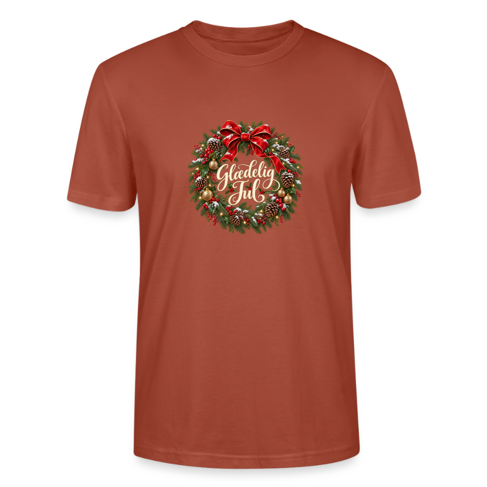 CityShirts - T-shirt - Glædelig Jul – julekrans - CS059 - terrakotta