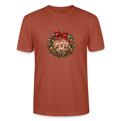 CityShirts - T-shirt - Glædelig Jul – julekrans - CS059 - terrakotta