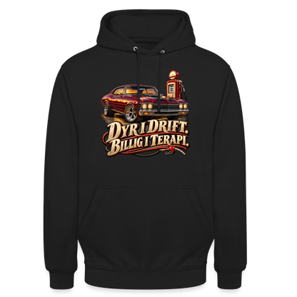 CityShirts - Hoodie - Dyr i drift. Billig i terapi. – V8 - CS029 - sort