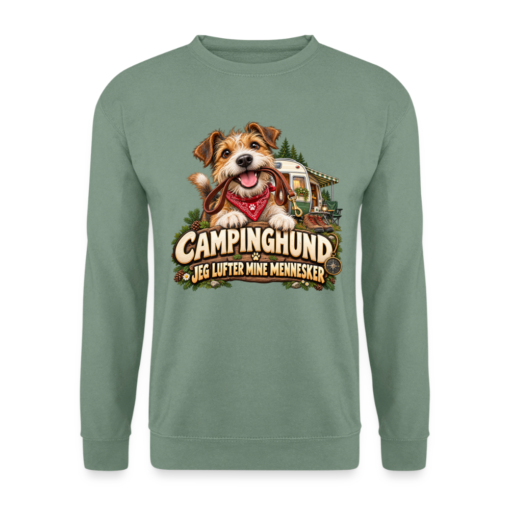 CityShirts - Sweatshirt - Campinghund – Jeg lufter mine mennesker - CS041 - grågrøn