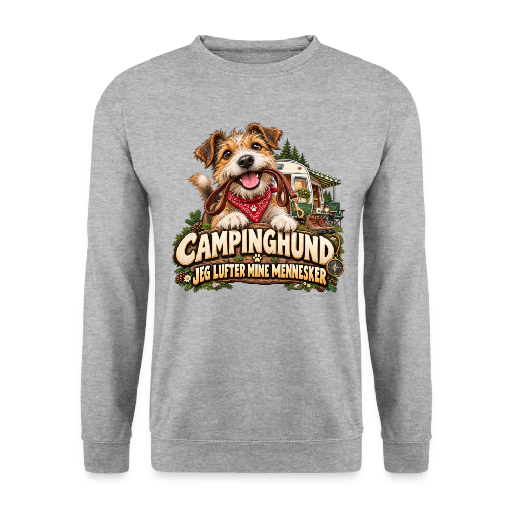 CityShirts - Sweatshirt - Campinghund – Jeg lufter mine mennesker - CS041 - hvidgrå meleret