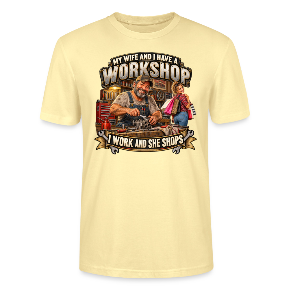 CityShirts - T-shirt - Workshop – I work and she shops - CS021 - cremefarvet