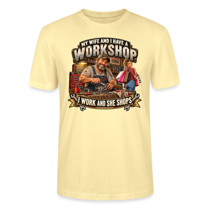 CityShirts - T-shirt - Workshop – I work and she shops - CS021 - cremefarvet