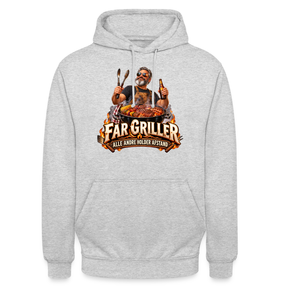CityShirts - Hoodie - Far griller – Alle andre holder afstand - CS055 - lysegrå meleret