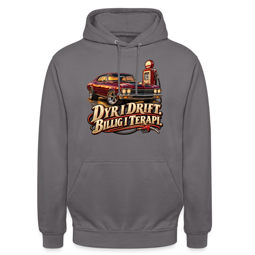CityShirts - Hoodie - Dyr i drift. Billig i terapi. – V8 - CS029 - mellemgrå