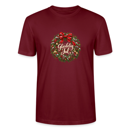 CityShirts - T-shirt - Glædelig Jul – julekrans - CS059 - burgunder-rød