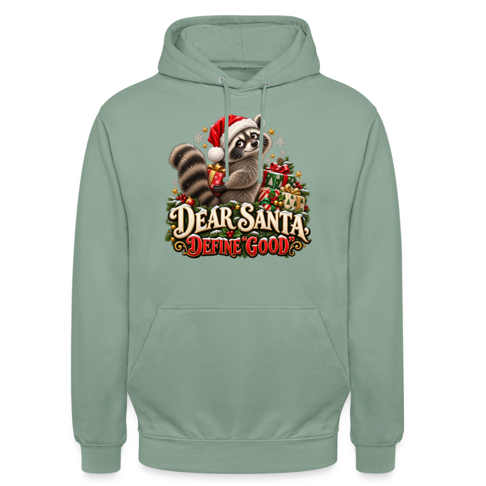 CityShirts - Hoodie - Dear Santa, define good – julevaskebjørn - CS028 - grågrøn