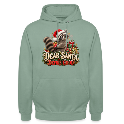 CityShirts - Hoodie - Dear Santa, define good – julevaskebjørn - CS028 - grågrøn