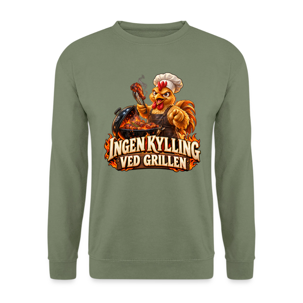 CityShirts - Sweatshirt - Ingen kylling ved grillen - CS054 - militærgrøn