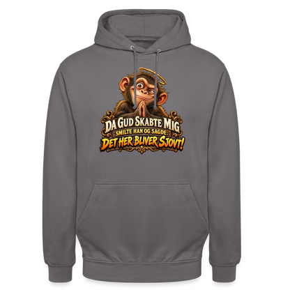CityShirts - Hoodie - Da Gud skabte mig – Det her bliver sjovt! - CS004 - mellemgrå
