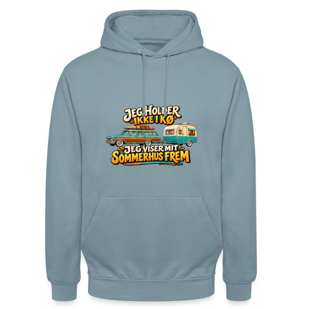 CityShirts - Hoodie - Jeg holder ikke i kø – Jeg viser mit sommerhus frem - CS034 - gråblå