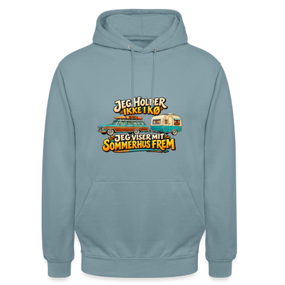 CityShirts - Hoodie - Jeg holder ikke i kø – Jeg viser mit sommerhus frem - CS034 - gråblå
