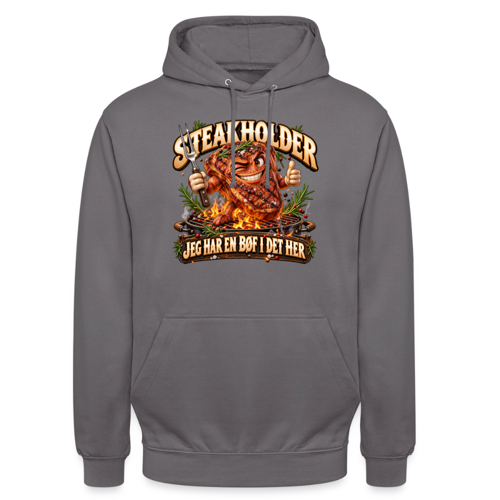 CityShirts - Hoodie - Steakholder – Jeg har en bøf i det her - CS052 - mellemgrå