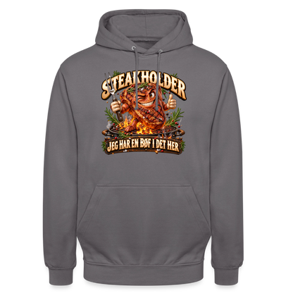 CityShirts - Hoodie - Steakholder – Jeg har en bøf i det her - CS052 - mellemgrå