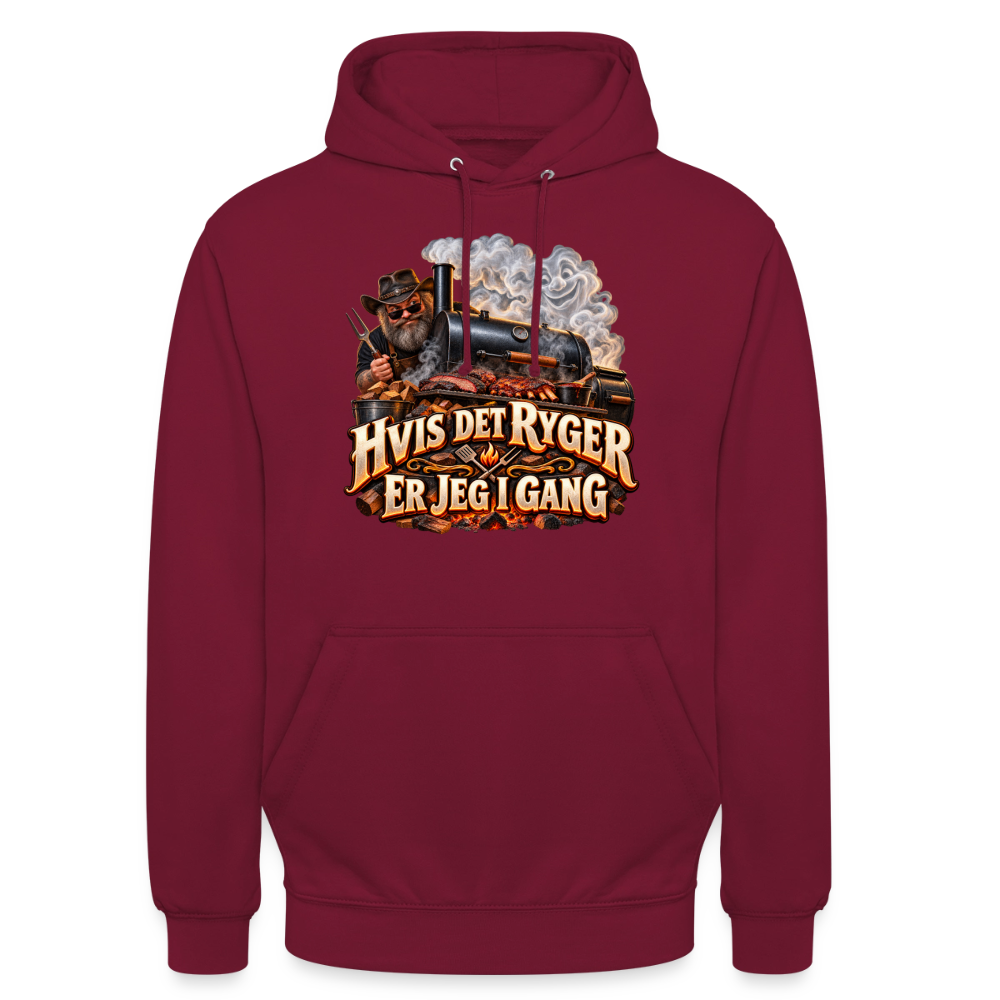 CityShirts - Hoodie - Hvis det ryger, er jeg i gang - CS051 - bordeaux