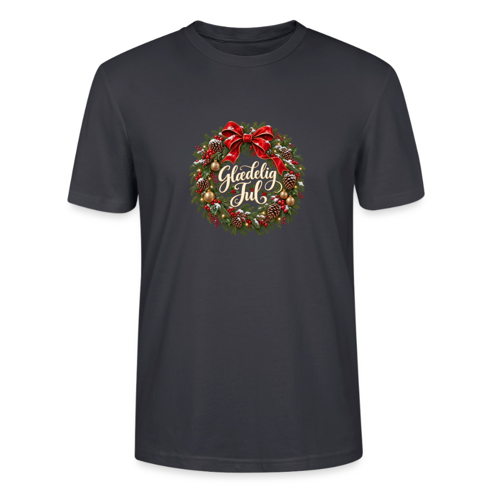 CityShirts - T-shirt - Glædelig Jul – julekrans - CS059 - mørk gråblå