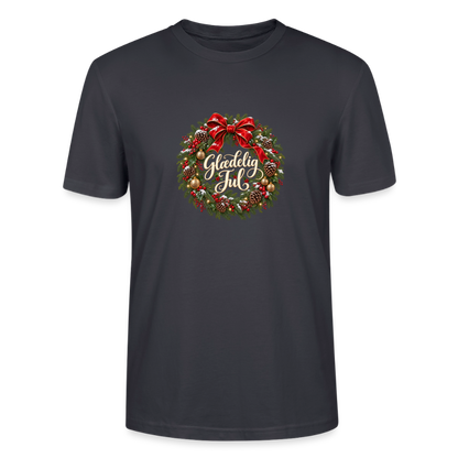 CityShirts - T-shirt - Glædelig Jul – julekrans - CS059 - mørk gråblå