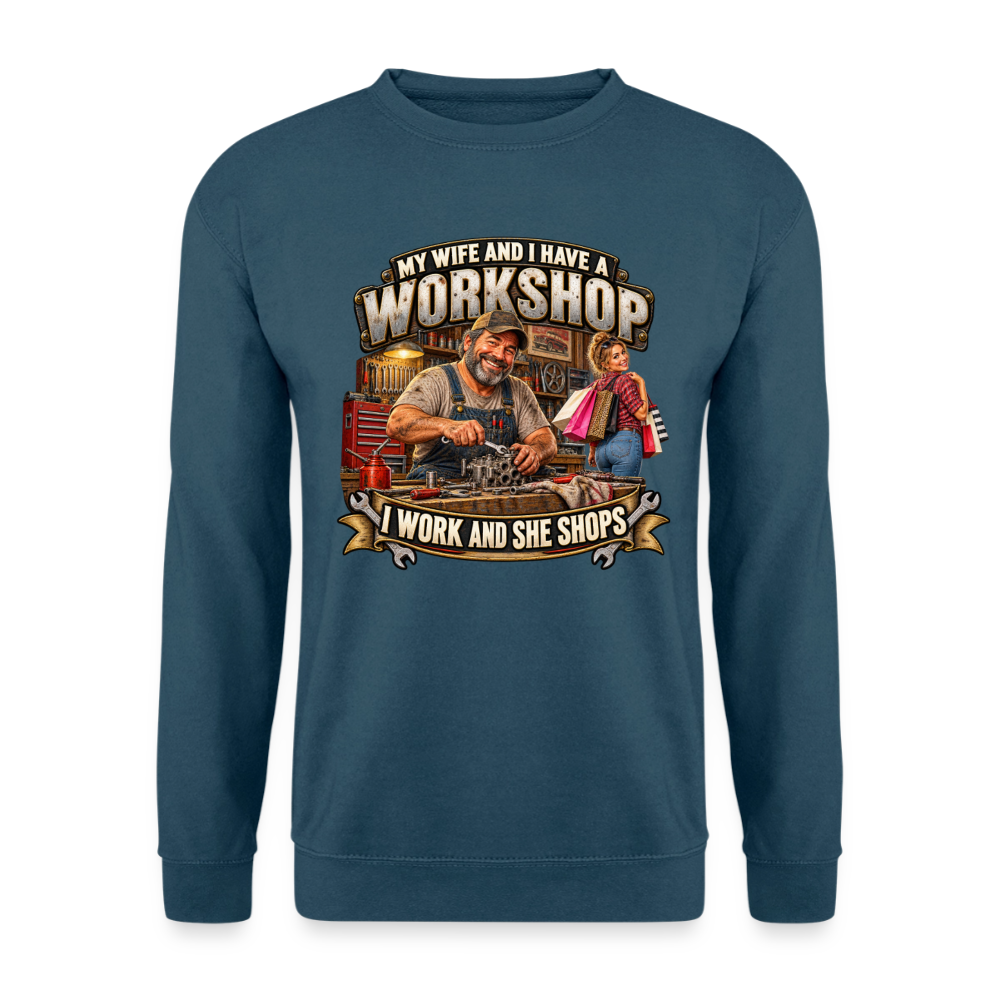CityShirts - Sweatshirt - Workshop – I work and she shops - CS021 - indigoblå