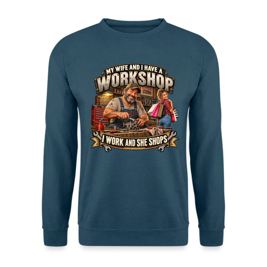 CityShirts - Sweatshirt - Workshop – I work and she shops - CS021 - indigoblå
