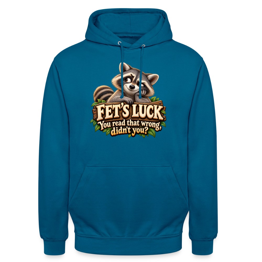 CityShirts - Hoodie - Fet’s Luck – You read that wrong, didn’t you? - CS003 - dybt havblå 
