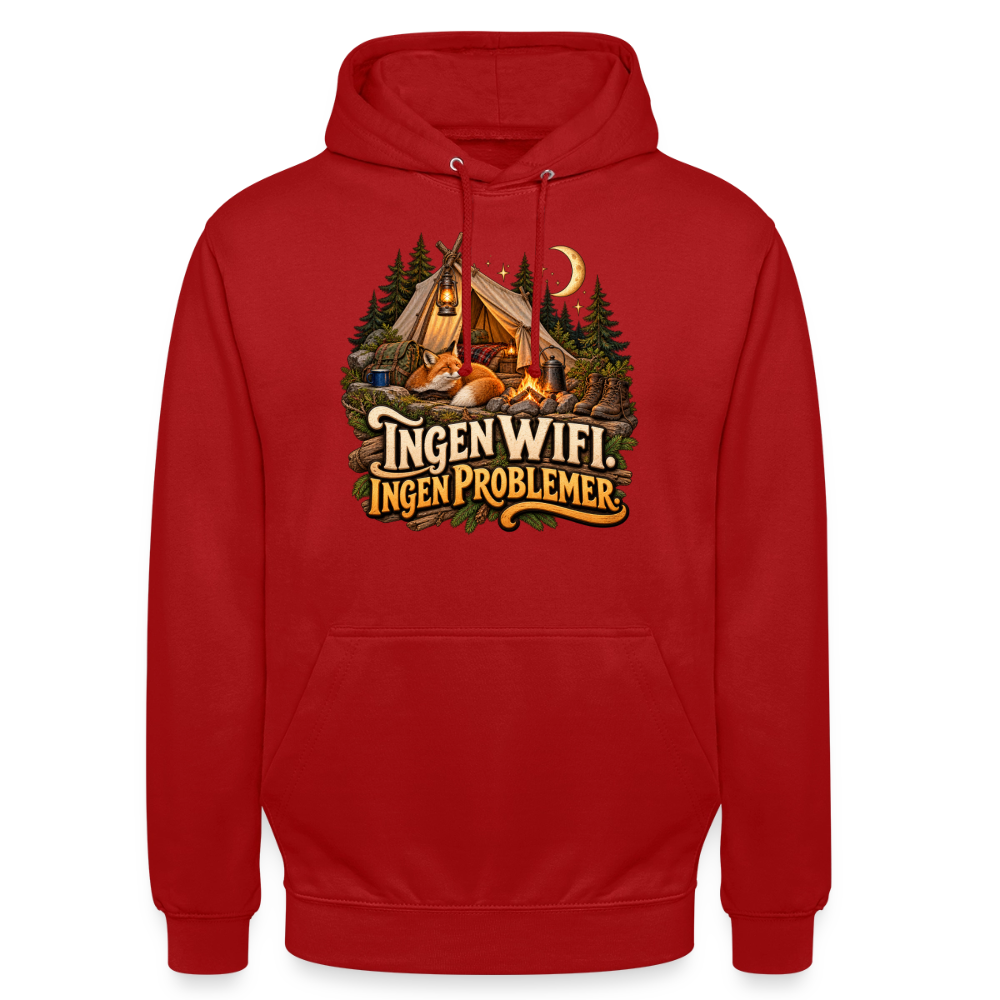 CityShirts - Hoodie - Ingen WiFi. Ingen problemer. - CS036 - rød