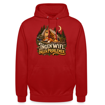 CityShirts - Hoodie - Ingen WiFi. Ingen problemer. - CS036 - rød