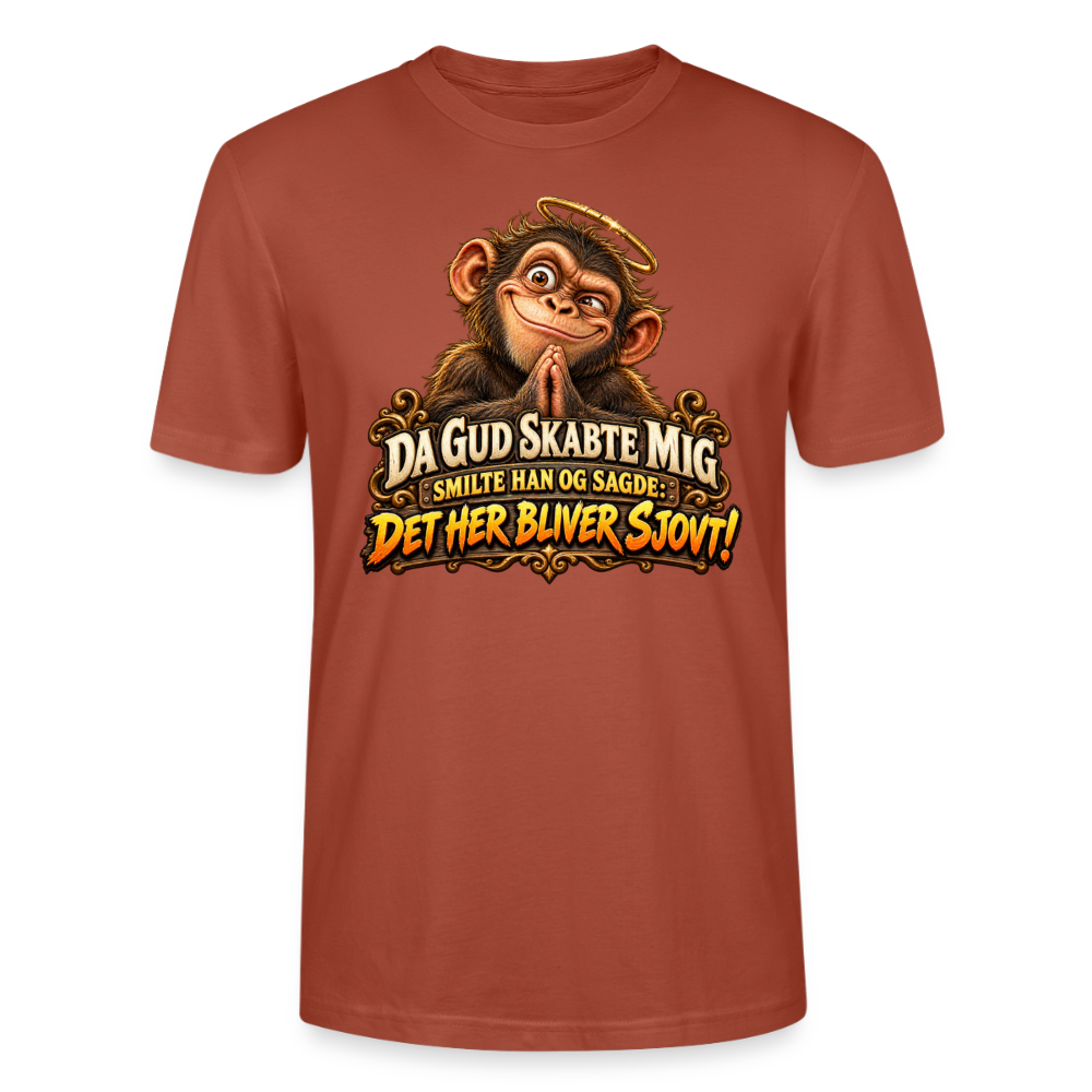 CityShirts - T-shirt - Da Gud skabte mig – Det her bliver sjovt! - CS004 - terrakotta