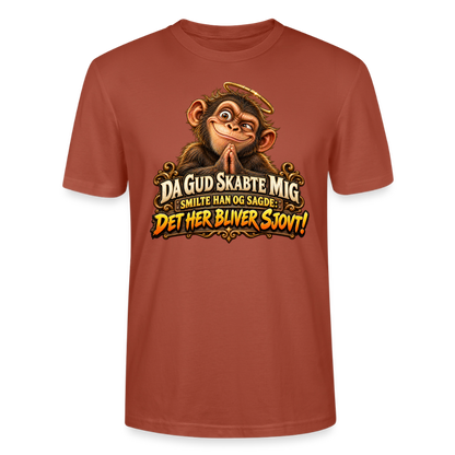 CityShirts - T-shirt - Da Gud skabte mig – Det her bliver sjovt! - CS004 - terrakotta