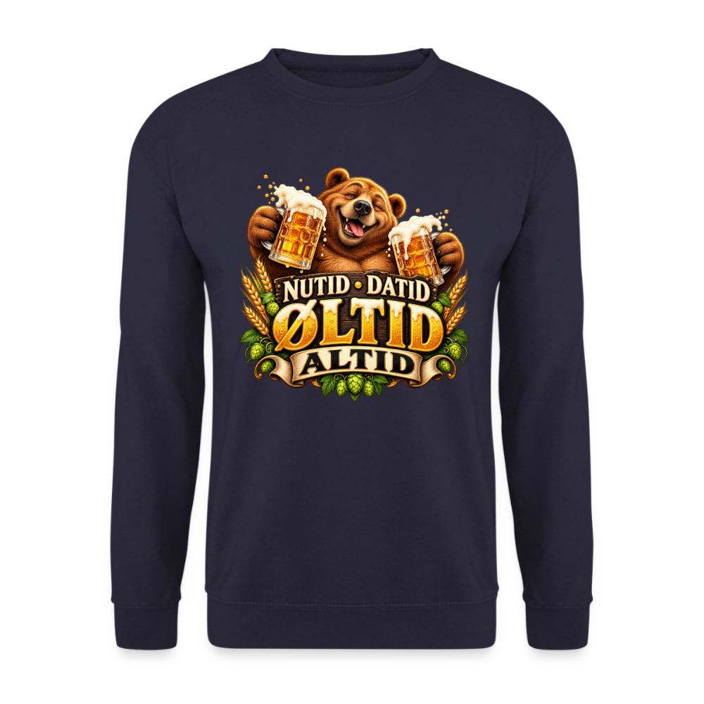 CityShirts - Sweatshirt - Nutid, datid, øltid – altid - CS006 - marineblå