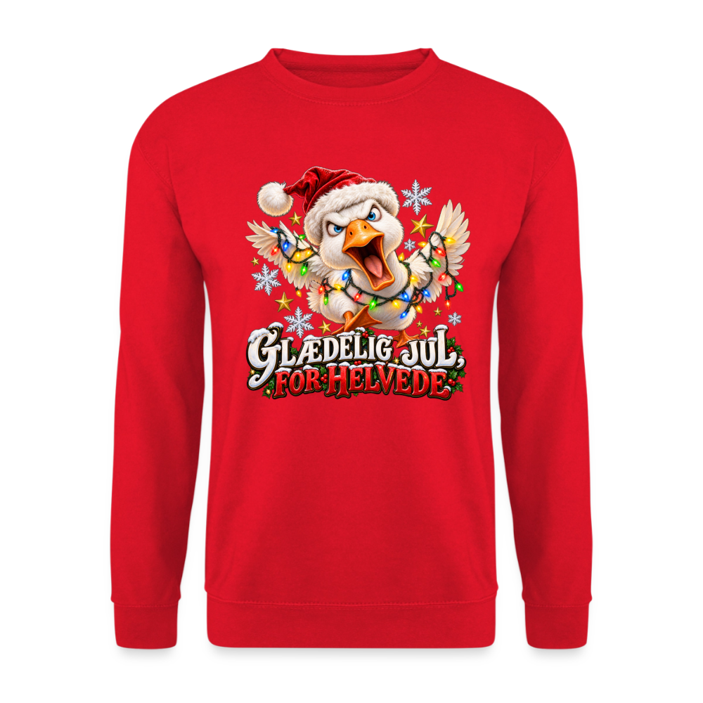 CityShirts - Sweatshirt - Glædelig jul, for helvede – julegås - CS025 - rød