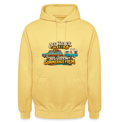 CityShirts - Hoodie - Jeg holder ikke i kø – Jeg viser mit sommerhus frem - CS034 - citrongul