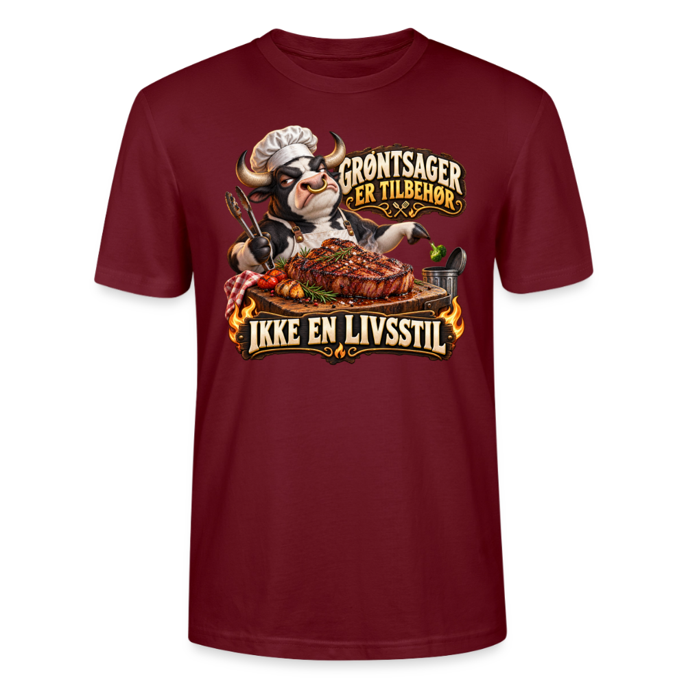 CityShirts - T-shirt - Grøntsager er tilbehør – Ikke en livsstil - CS053 - burgunder-rød