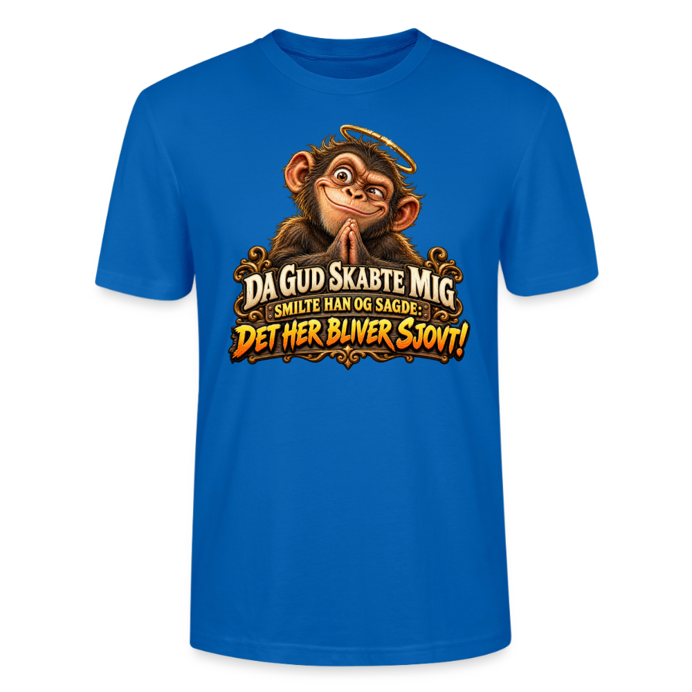 CityShirts - T-shirt - Da Gud skabte mig – Det her bliver sjovt! - CS004 - påfugleblå