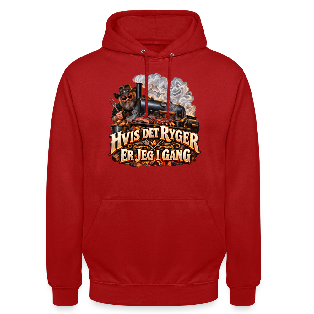 CityShirts - Hoodie - Hvis det ryger, er jeg i gang - CS051 - rød
