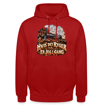 CityShirts - Hoodie - Hvis det ryger, er jeg i gang - CS051 - rød