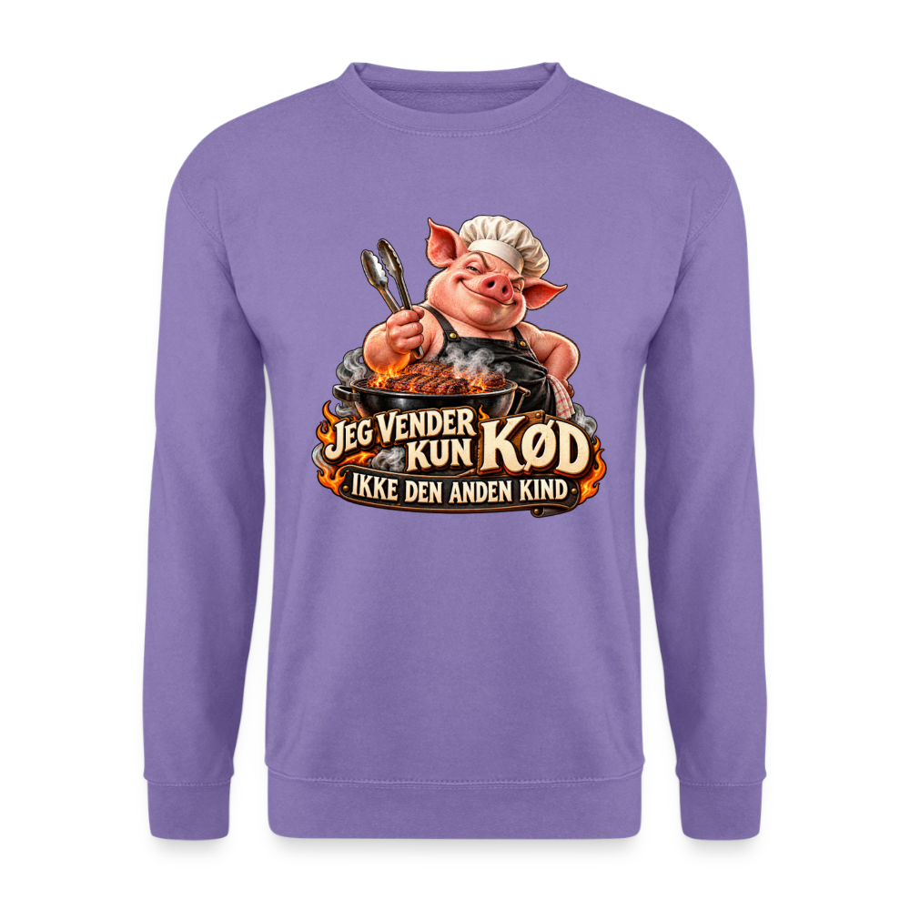 CityShirts - Sweatshirt - Jeg vender kun kød – Ikke den anden kind - CS044 - lavendel
